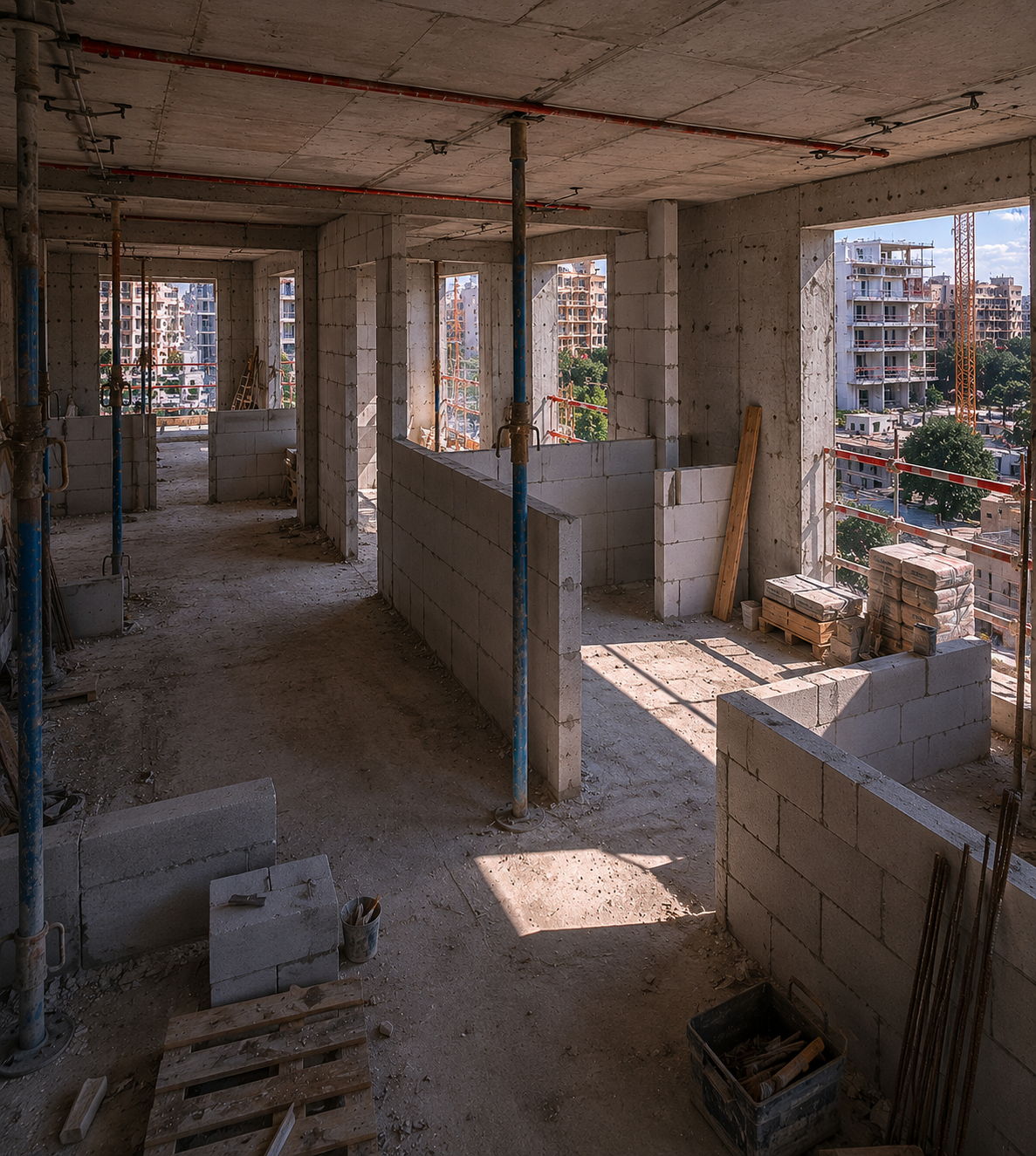 Piso 0 — execução de alvenarias.